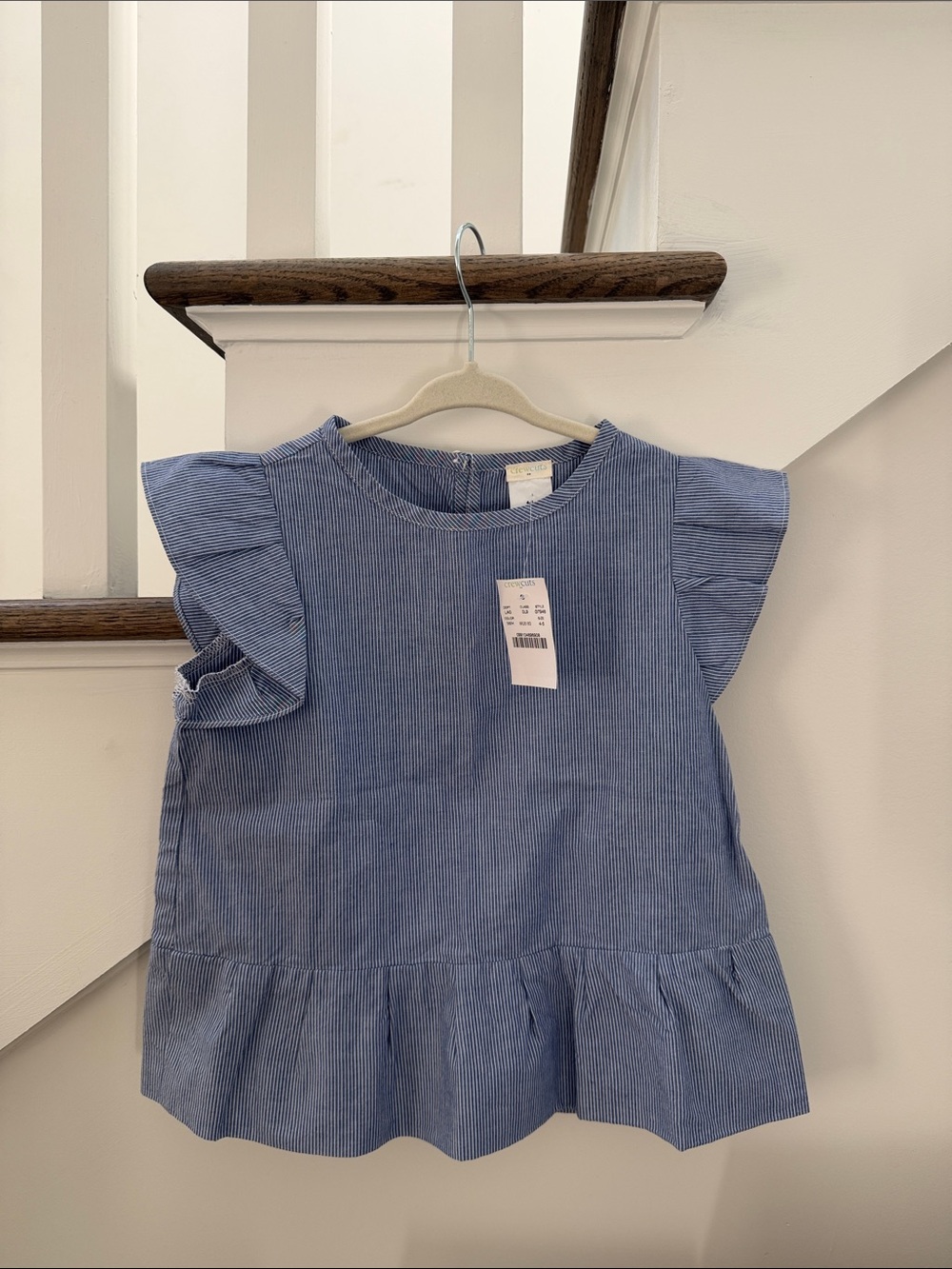 Crewcuts Stripe Flutter Sleeve Top - size 4-5